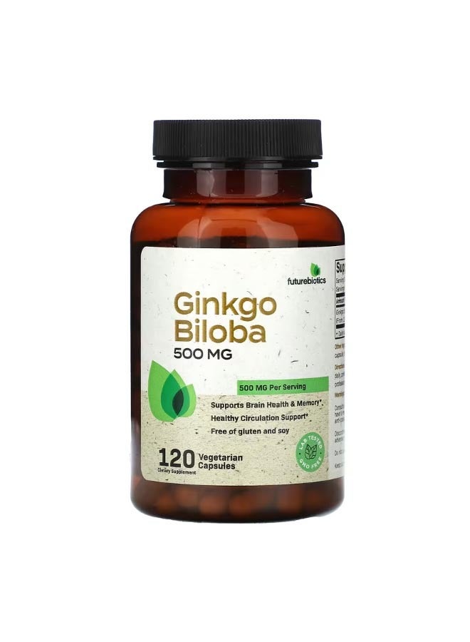فيوتشر بايوتكس Ginkgo Biloba 500 mg 120 Vegetarian Capsules 250 mg per Capsule - Image 1