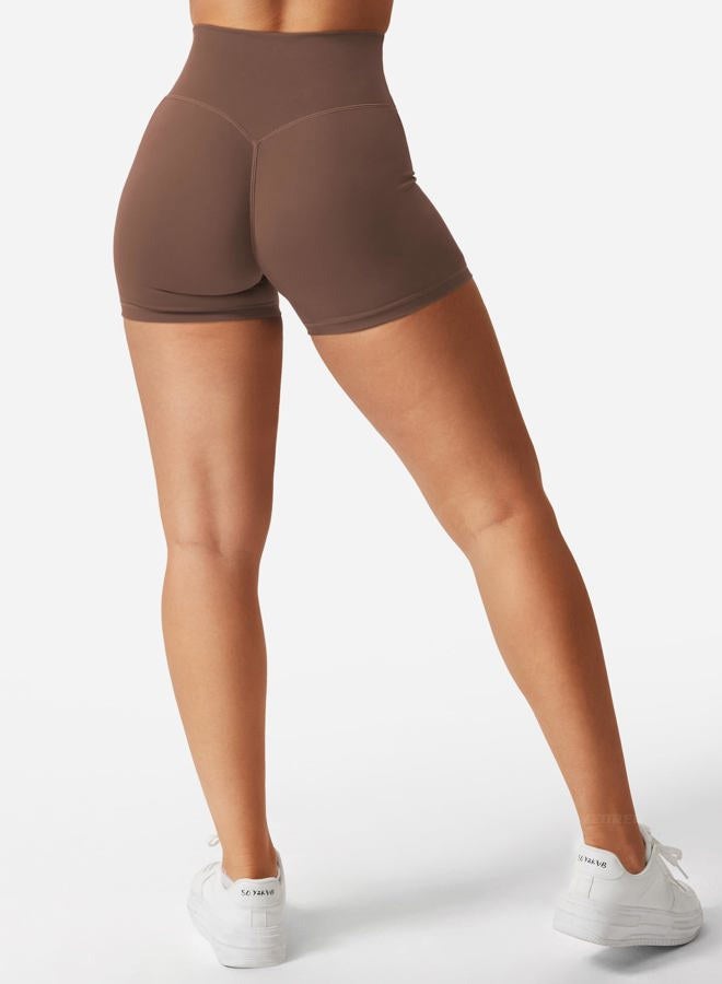 YEOREO Women's Biker Shorts 3.6" /4.5" / 6" Workout Gym Shorts Craze High Waist Tummy Control Hidden Scrunch Running Yoga, Deep Chocolate, S - Image 5