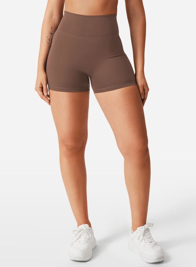 YEOREO Women's Biker Shorts 3.6" /4.5" / 6" Workout Gym Shorts Craze High Waist Tummy Control Hidden Scrunch Running Yoga, Deep Chocolate, S - Image 4
