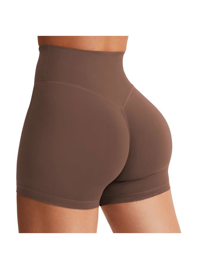 YEOREO Women's Biker Shorts 3.6" /4.5" / 6" Workout Gym Shorts Craze High Waist Tummy Control Hidden Scrunch Running Yoga, Deep Chocolate, S - Image 1