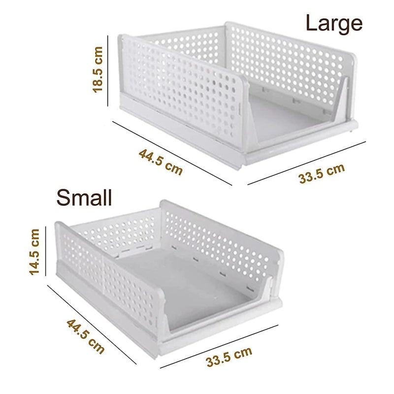 VERAT Plastic Foldable Stackable Organizers Rack Drawer Shelf Storage Container for Home Wardrobe Cupboard Pack of 3 2 Large1 Small - Image 2