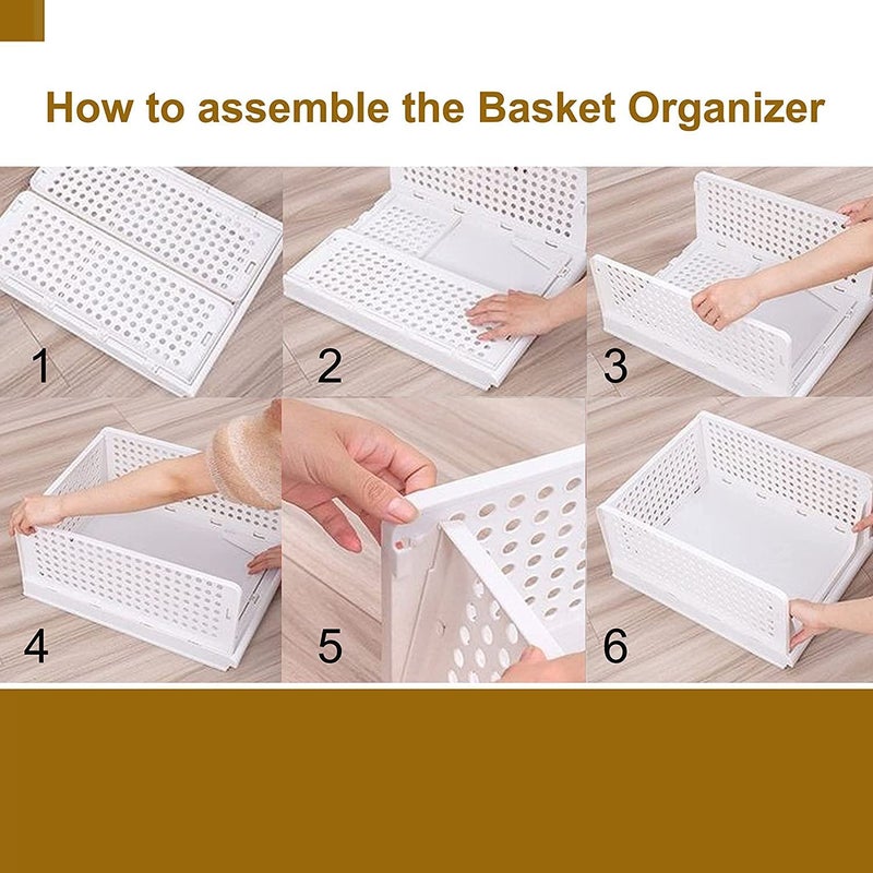 VERAT Plastic Foldable Stackable Organizers Rack Drawer Shelf Storage Container for Home Wardrobe Cupboard Pack of 3 2 Large1 Small - Image 5