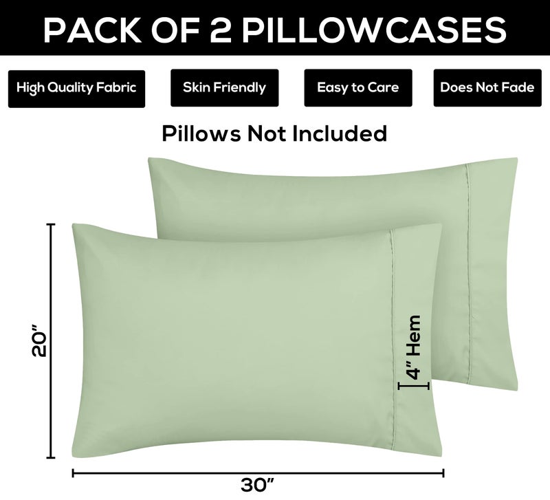 Utopia Bedding Queen Pillow Cases - 2 Pack - Envelope Closure - Soft Brushed Microfiber Fabric - Shrinkage and Fade Resistant Pillow Covers 20 X 30 Inches (Queen  Sage) - Image 4