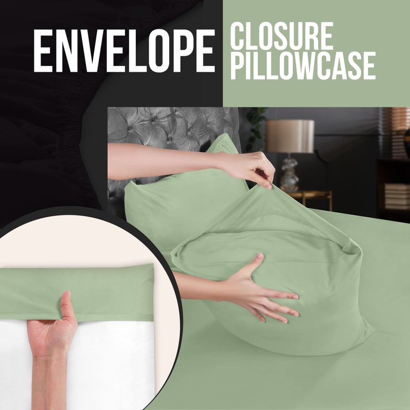 Utopia Bedding Queen Pillow Cases - 2 Pack - Envelope Closure - Soft Brushed Microfiber Fabric - Shrinkage and Fade Resistant Pillow Covers 20 X 30 Inches (Queen  Sage) - Image 3