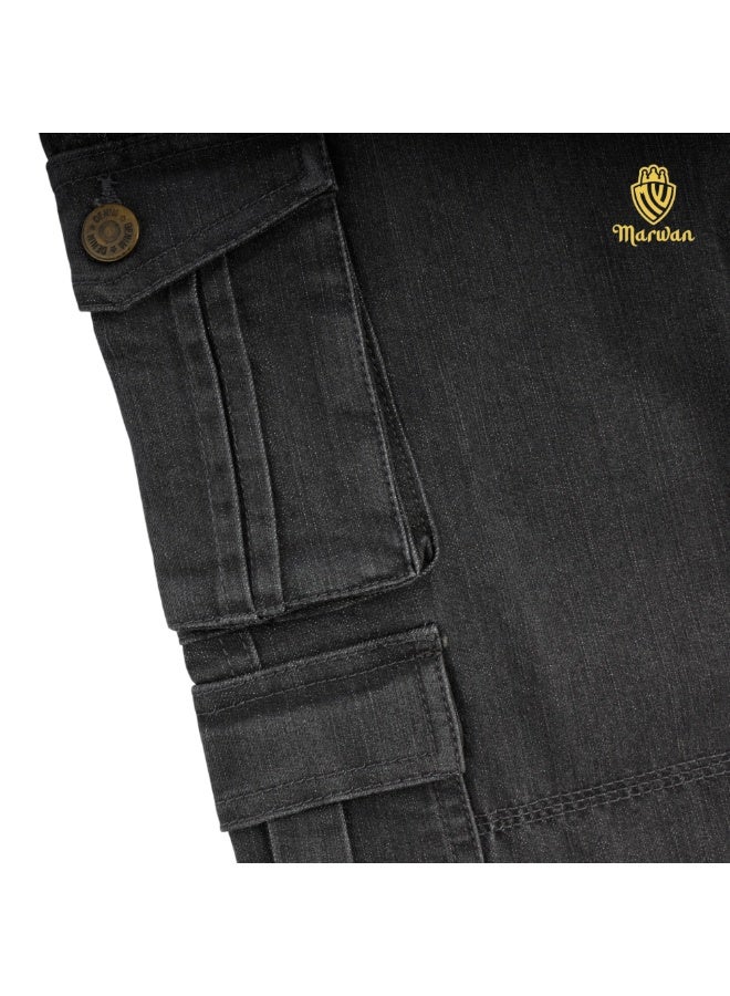 MARWAN Denim Kids Boys Cargo Long Pants with Adjustable Elastic Waistband and Trendy Wide-Leg Design (2–8 Years) - Image 4