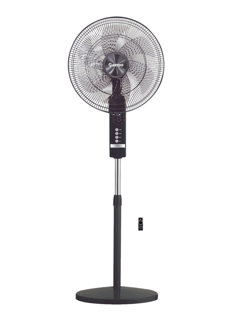 Rapido - Rapido RWF-20AHD 20-Inch Standing Fan with Remote Control, 3 Wind Levels, LED Display & Adjustable Height (Up to 1.45m) - Image 1