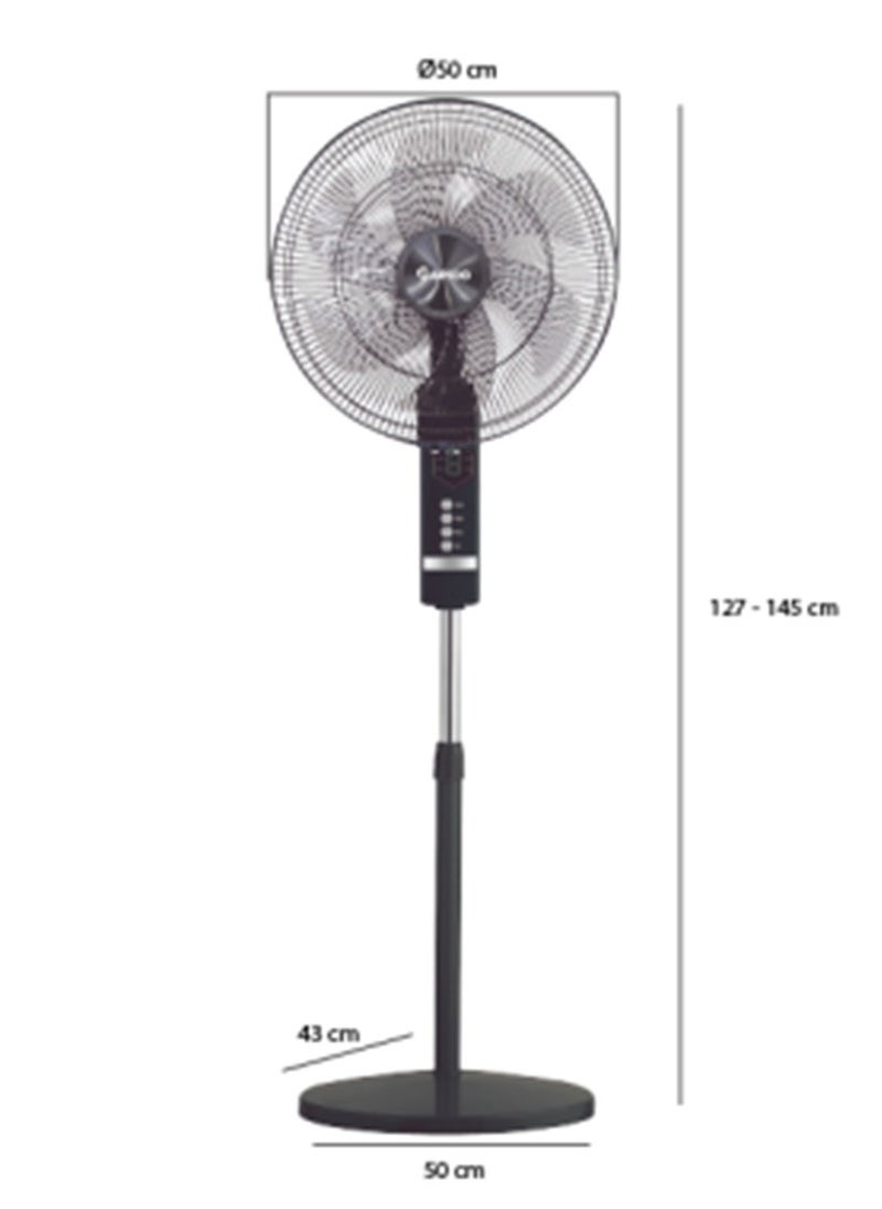 Rapido - Rapido RWF-20AHD 20-Inch Standing Fan with Remote Control, 3 Wind Levels, LED Display & Adjustable Height (Up to 1.45m) - Image 1