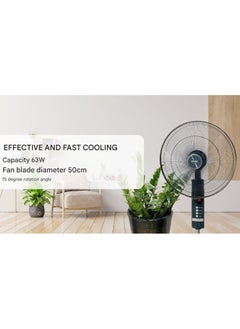 Rapido Rapido RWF-20AHD 20-Inch Standing Fan with Remote Control, 3 Wind Levels, LED Display & Adjustable Height (Up to 1.45m)  - Image 5