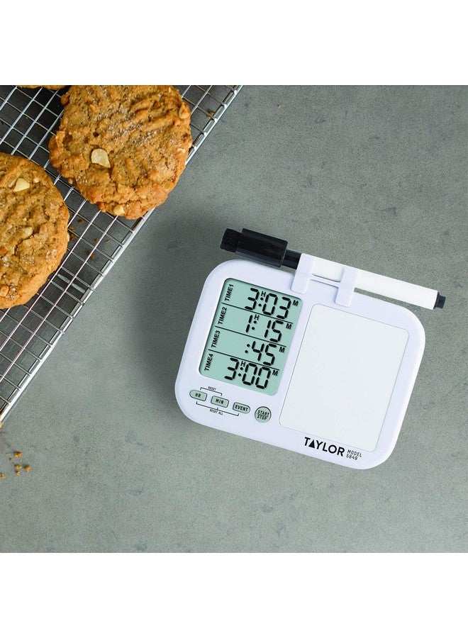 Taylor 5849 Four-Event Digital Timer with Whiteboard for School, Learning, Projects, and Kitchen Tasks, white - Image 2
