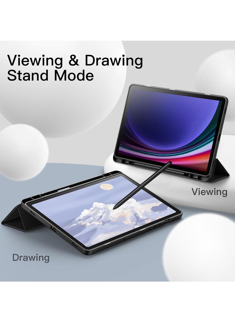 VKL - Case for Samsung Galaxy Tab S9 FE 11 Inch with S Pen Holder, Soft TPU Tri-Fold Stand Protective Tablet Cover, Support S Pen Charging, Auto Wake/Sleep (Graphite Black) - Image 1