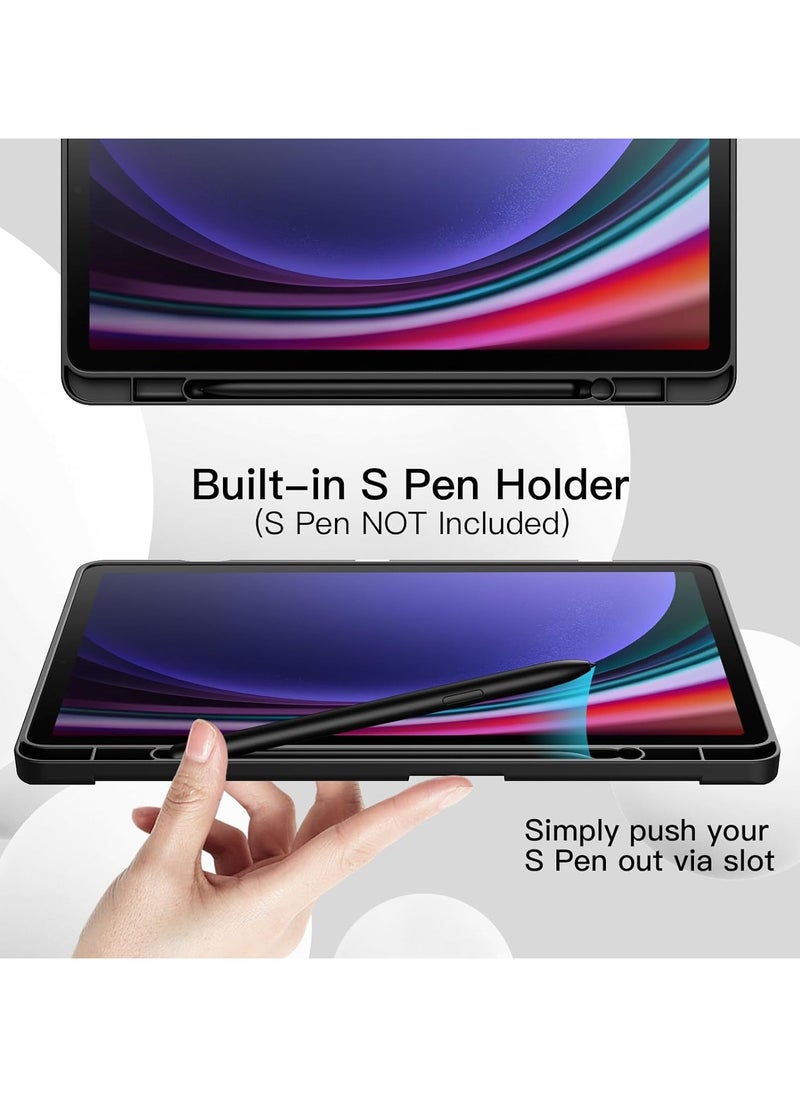 VKL - Case for Samsung Galaxy Tab S9 FE 11 Inch with S Pen Holder, Soft TPU Tri-Fold Stand Protective Tablet Cover, Support S Pen Charging, Auto Wake/Sleep (Graphite Black) - Image 1