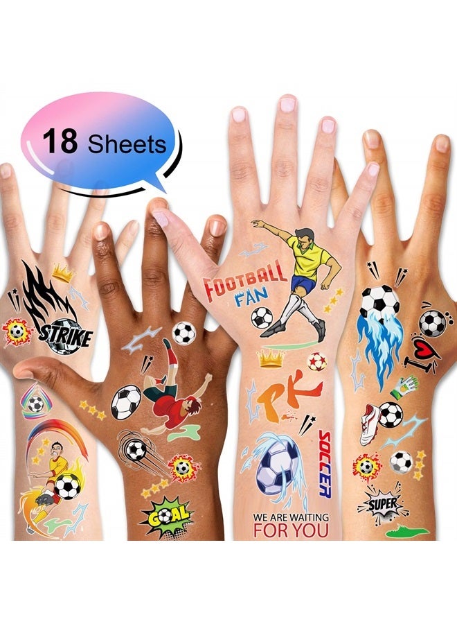 Konsait Football Tattoos Soccer Ball Tattoos Kids Children Temporary Transfer Tattoos Boys Birthday Party Bag & Stocking Fillers, 142PCS - Image 1