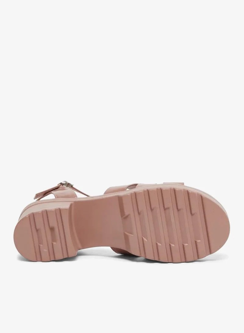 Styli Pink Strappy Platform Heel Sandals with Ankle Strap for Women | Best Price UAE