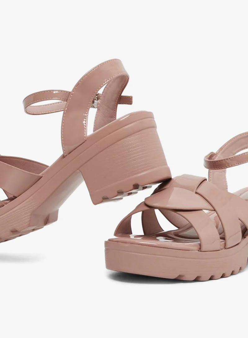 Styli Pink Strappy Platform Heel Sandals with Ankle Strap for Women | Best Price UAE