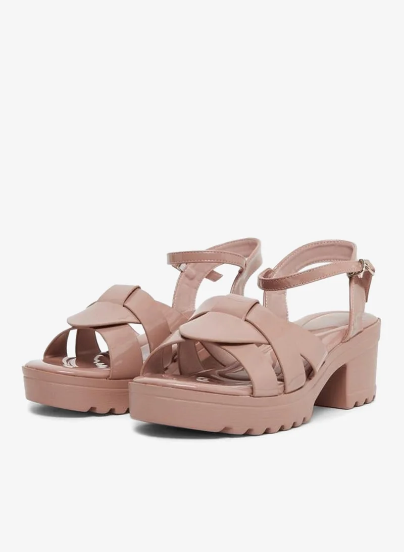 Styli Pink Strappy Platform Heel Sandals with Ankle Strap for Women | Best Price UAE