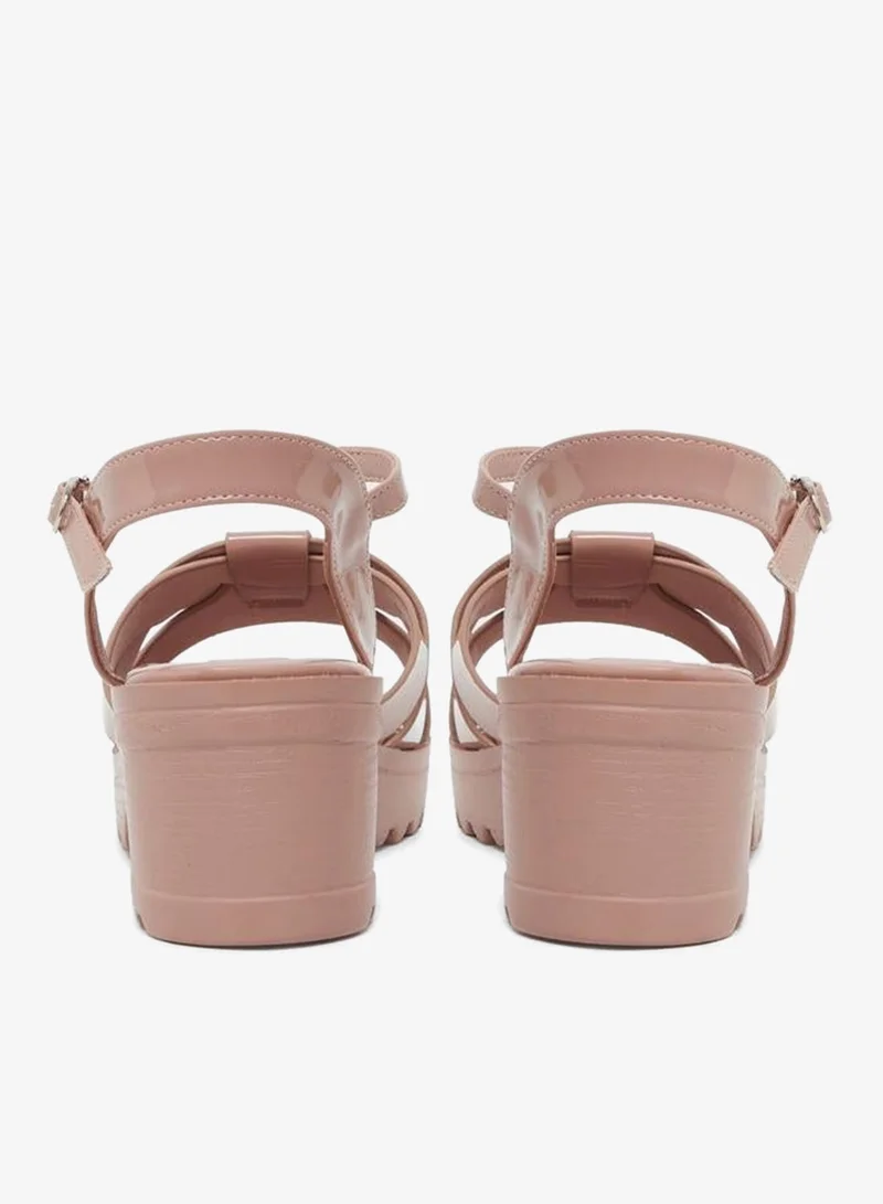 Styli Pink Strappy Platform Heel Sandals with Ankle Strap for Women | Best Price UAE