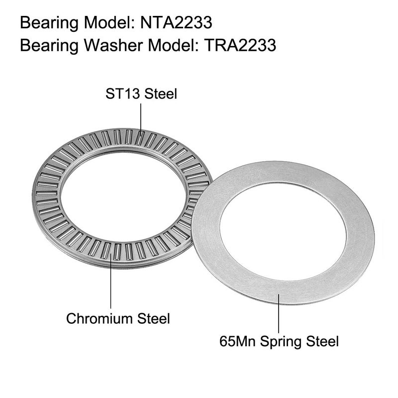 uxcell NTA2233 Thrust Needle Roller Bearings with Washers 1-3/8" Bore 2-1/16" OD 5/64" Width - Image 2