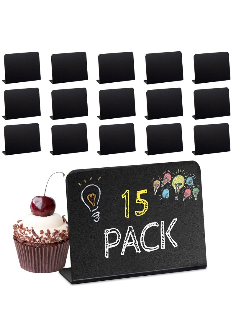 Mini Chalkboard Signs, 15 Pack Small Rectangle Chalkboard Signs with Stand, Reserved Signs for Tables, Display Blackboards Message Board for Food, Pricetags, Weddings, Parties, Bakery, 4 X 3 Inch - Image 1