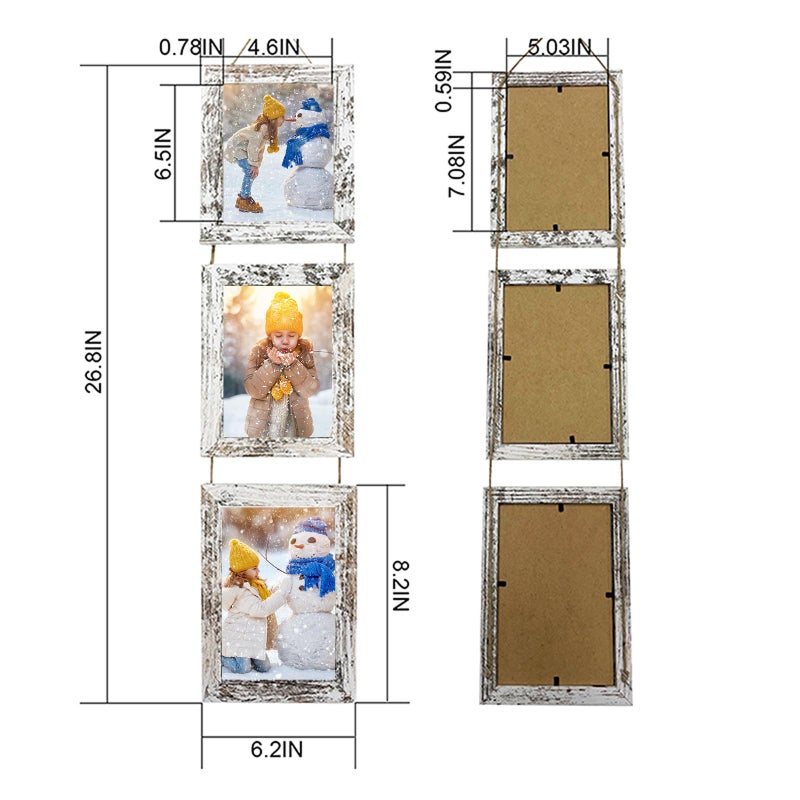 Rexllon 5x7 الجدار معلق إطارات الصور الكولاج مع 3 إطارات فتح أبيض - Image 2