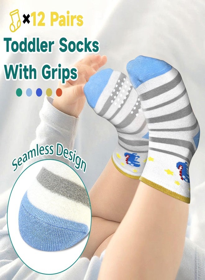 HYCLES Non-Slip Toddler Socks, Cartoon Dinosaur Animal Boy Grip Socks for 3-5T Kids Baby - Image 3