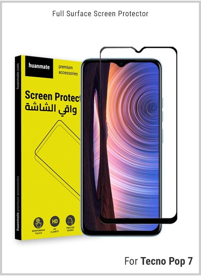 واقي شاشة كامل الأسطح من الحافة إلى الحافة لهاتف تكنو بوب 7