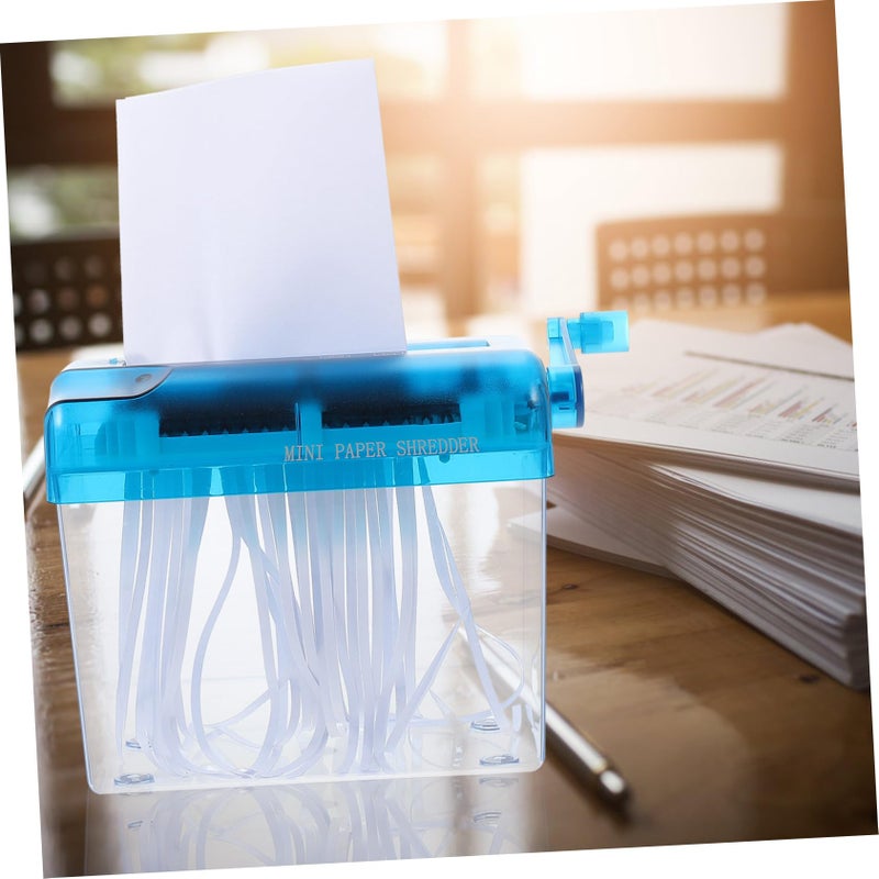 Blue Manual Paper Shredder Portable Handheld Desktop Office Supplies Easy Clean Compact Design Home Use - Image 4