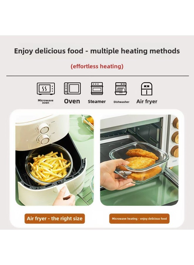 Air Fryer Bowl Special Glassware For Oven Household Heat Resistant Baking Plate High Temperature Glass Cheese Baked Rice Baking Bowl-Specifications:320ml-1520ml-Capacity: Large Circle 950ml  - Image 3