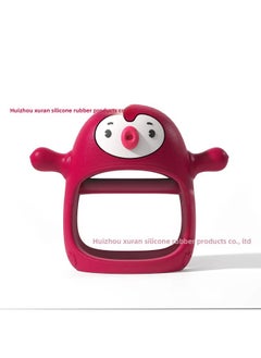 Hot Sale Penguin Silicone Baby Grinding Stick Baby Chewing Toy Nipple Newborn Toy-Color:Red