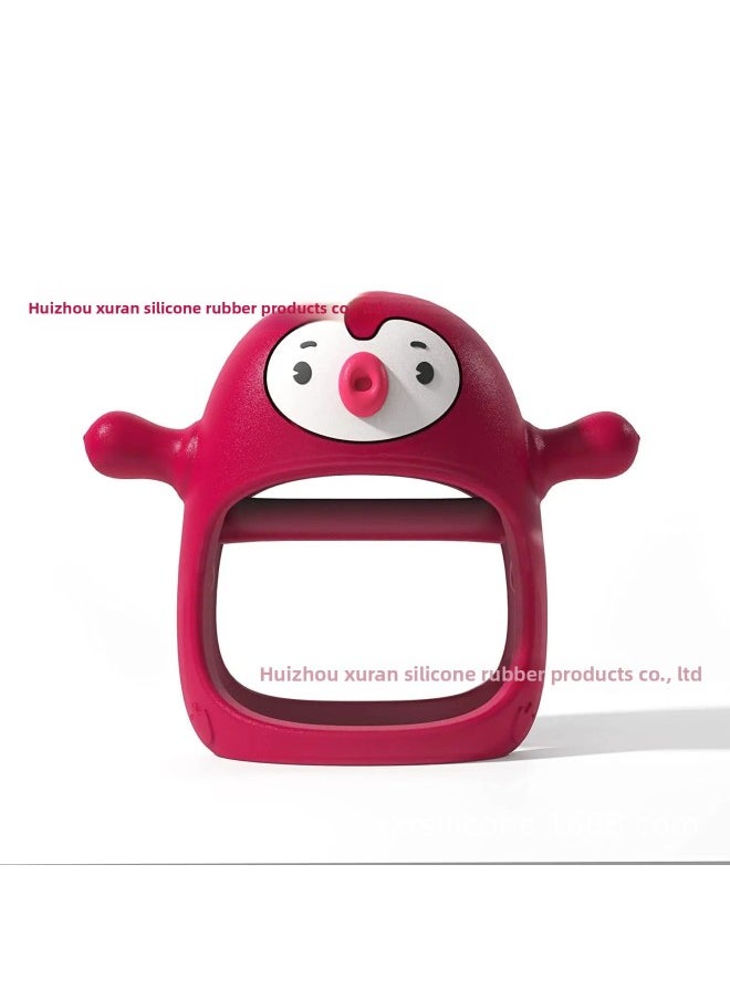 Generic - Hot Sale Penguin Silicone Baby Grinding Stick Baby Chewing Toy Nipple Newborn Toy-Color:Red - Image 1