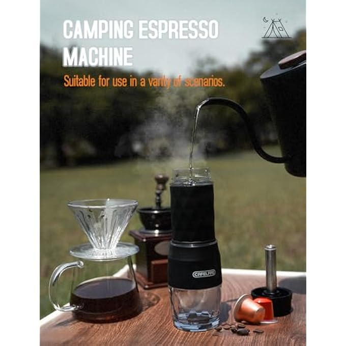 كافلف ماكينة تحضير قهوة كبسولة محمولة Mk501، 3 في 1 صغيرة الحجم وصغيرة الحجم للسفر والتخييم والمشي لمسافات طويلة والمكتب، لون أسود - Image 4