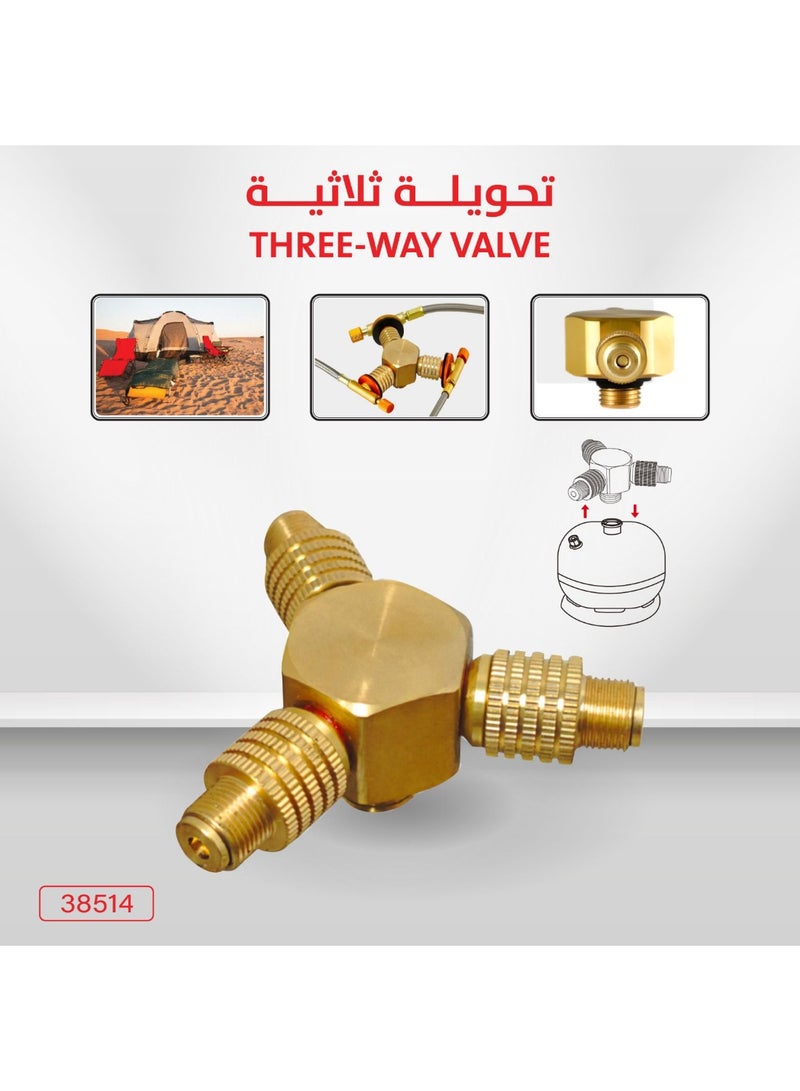 محول صمام غازي ثلاثي الاتجاه من النحاس