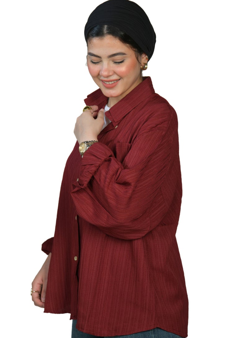 oversize women shirt - burgundy color - Image 2