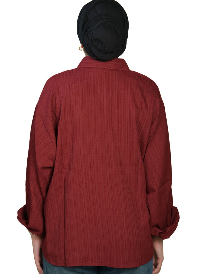 oversize women shirt - burgundy color - Image 3
