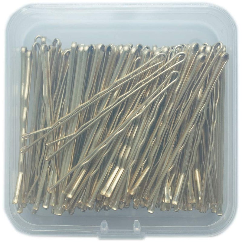 ScivoKaval Bobby Pins Bulk Champagne Gold for Blonde 100 Count Hair Bob Pins Bulk in a Case Box Tub 22 inch