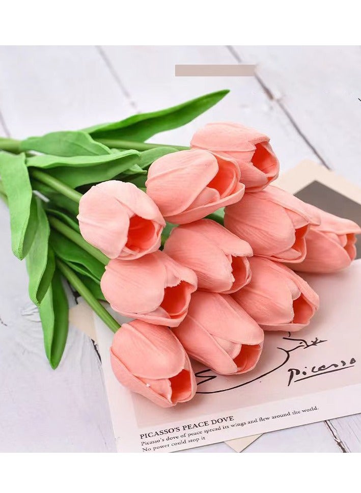 Tulip Bouquet, Small Artificial Tulips, 10 Pieces - Pink - Image 1