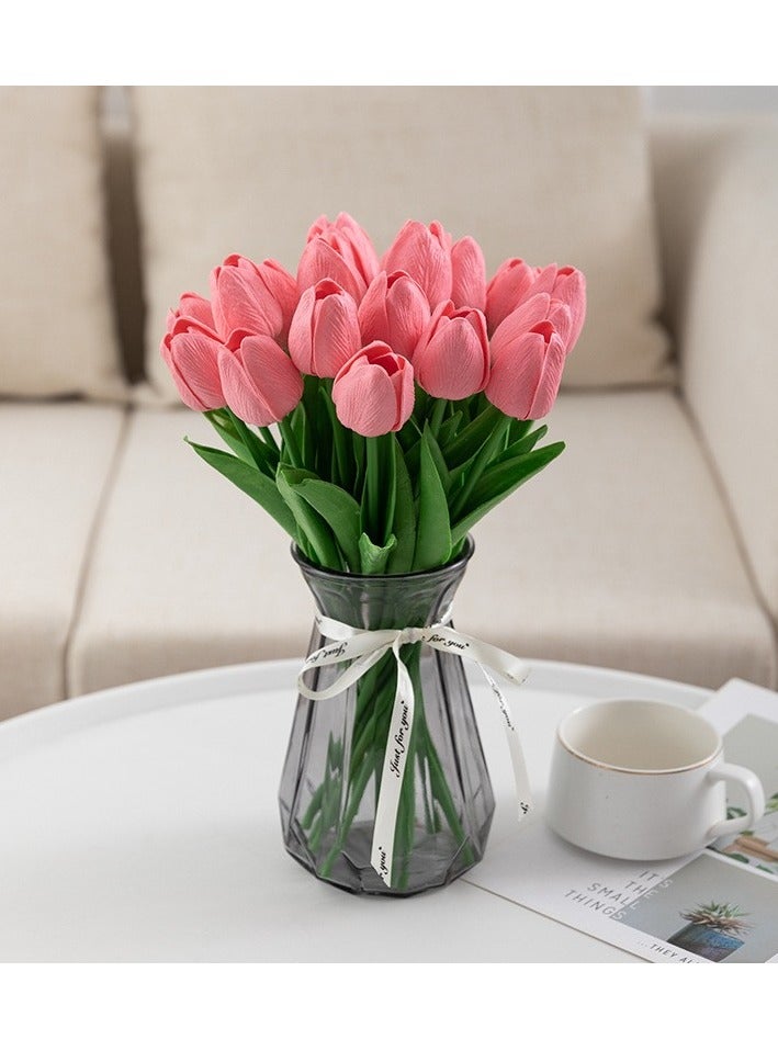Tulip Bouquet, Small Artificial Tulips, 10 Pieces - Pink - Image 3