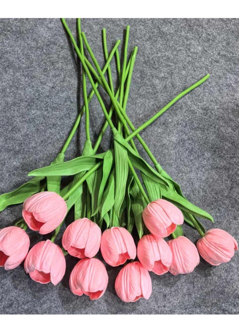 Tulip Bouquet, Small Artificial Tulips, 10 Pieces - Pink - Image 4