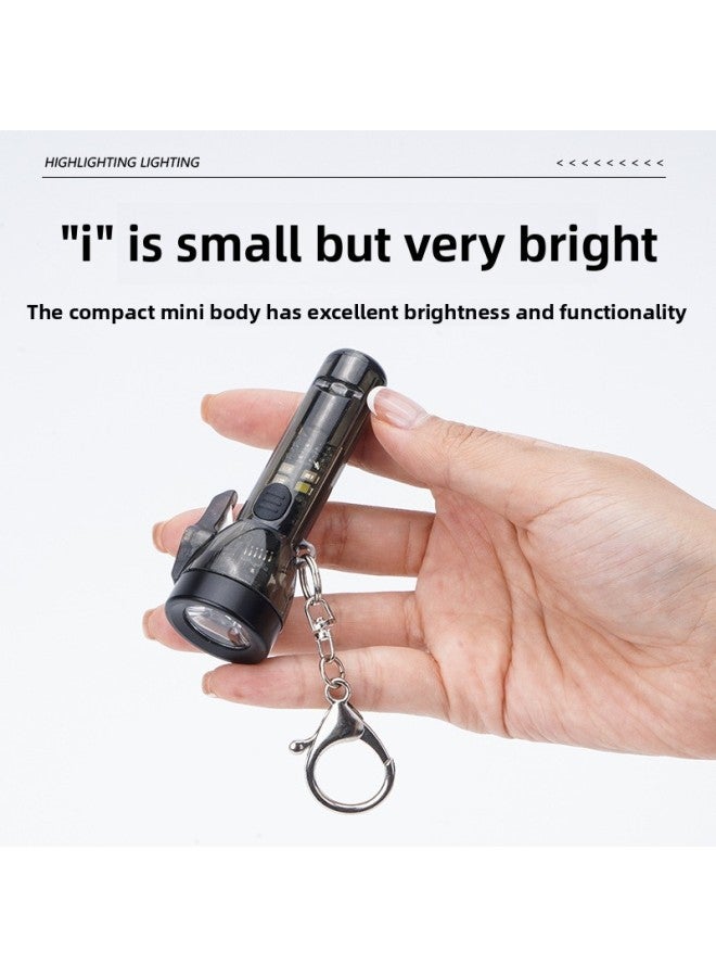 Portable Mini Flashlight Type-C Charging Whistle Lamp Cap Clip Lamp Gift Flashlight Keychain Lamp 
