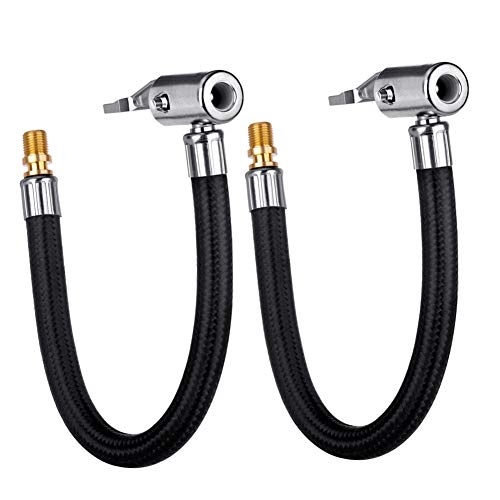 LUMITECO 2 PCS Locking Air Chuck with Air Hose and Standard Tire Valve Fine Thread, Air Inflator Hose Adapter for Twist On Convert to Lock On Connection - Image 1