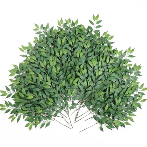 mizii 36pcs Italian Ruscus Artificial Greenery Stems Silk Green Leaves 20in Fake Spray Plants Stem Garland Greenery Decoration for Centerpieces Wedding Arch Flower Bouquet Table Room Wall Decor (36) - Image 1