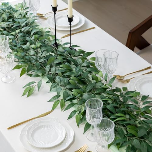 mizii 36pcs Italian Ruscus Artificial Greenery Stems Silk Green Leaves 20in Fake Spray Plants Stem Garland Greenery Decoration for Centerpieces Wedding Arch Flower Bouquet Table Room Wall Decor (36) - Image 5
