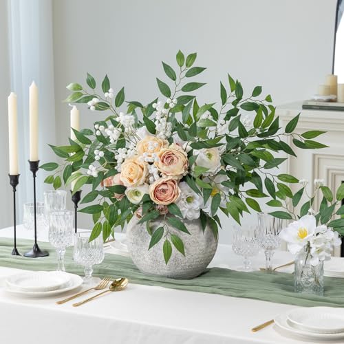 mizii 36pcs Italian Ruscus Artificial Greenery Stems Silk Green Leaves 20in Fake Spray Plants Stem Garland Greenery Decoration for Centerpieces Wedding Arch Flower Bouquet Table Room Wall Decor (36) - Image 3