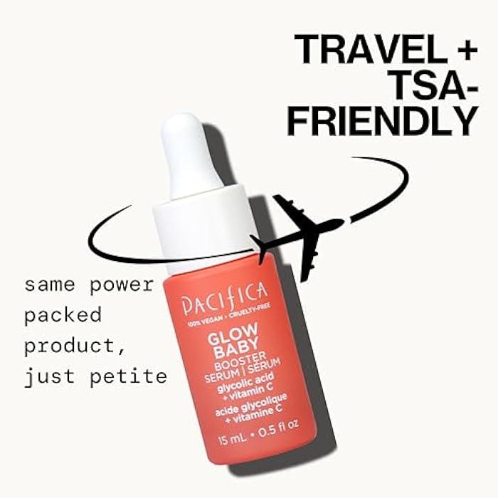 Pacifica Glow Baby Booster Mini Face Serum, Vitamin C & Glycolic Acid For Brightening Dull Skin, Fragrance-Free, Vegan & Cruelty-Free, .5 Fl Oz - Image 4