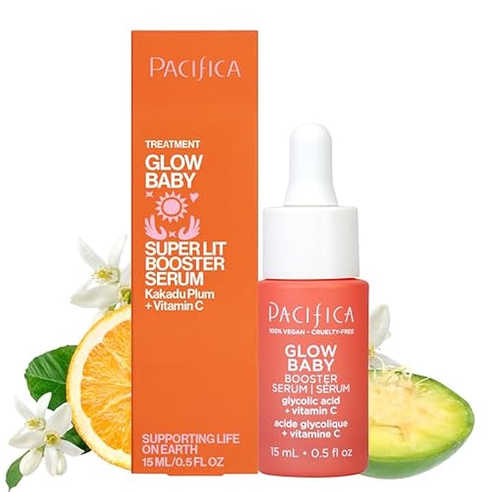 Pacifica Glow Baby Booster Mini Face Serum, Vitamin C & Glycolic Acid For Brightening Dull Skin, Fragrance-Free, Vegan & Cruelty-Free, .5 Fl Oz - Image 1