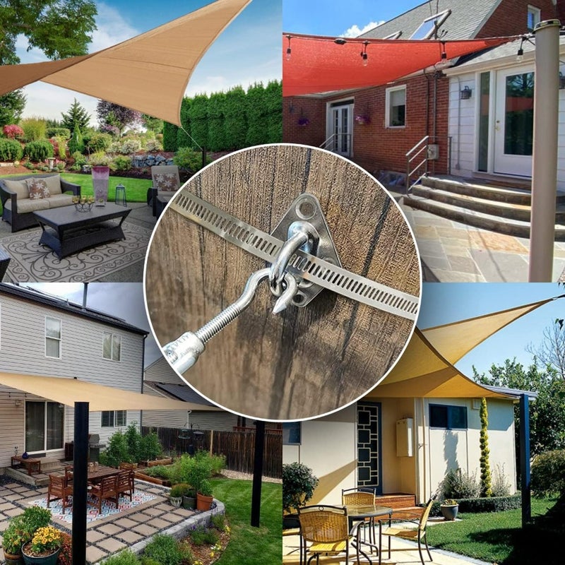Sun Shade Sail Hardware Kit 6 inch with 4pcs 50.5ft Cable Wire Rope 304 Stainless Steel for Patio, Garden Triangle Rectangle and Square Sun Shade Sails Installation 59 pcs - Image 1