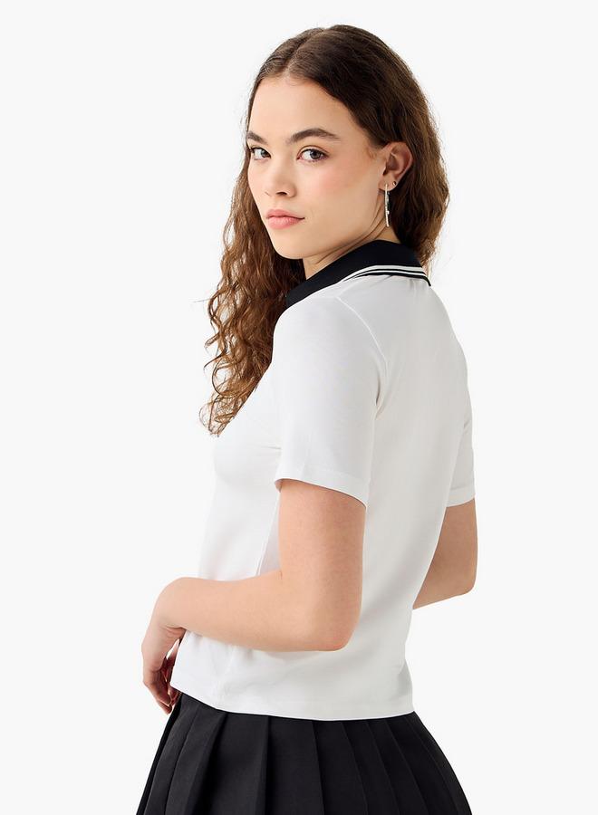 اس بي كاركترز تيشيرت بولو مطرز بنيرفانا بأكمام قصيرة - Image 3