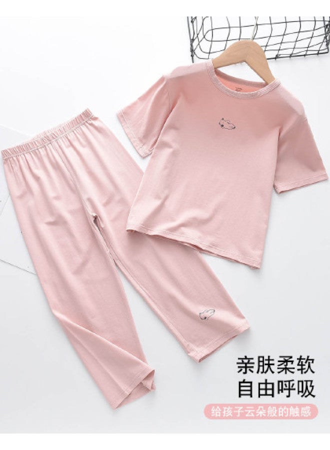 Bumblebee Kids' Short Sleeve & Shorts Pajama Set Round Neck Homewear Baby Air-conditioning Sleepwear Big Kids' Pajama Set - Image 1