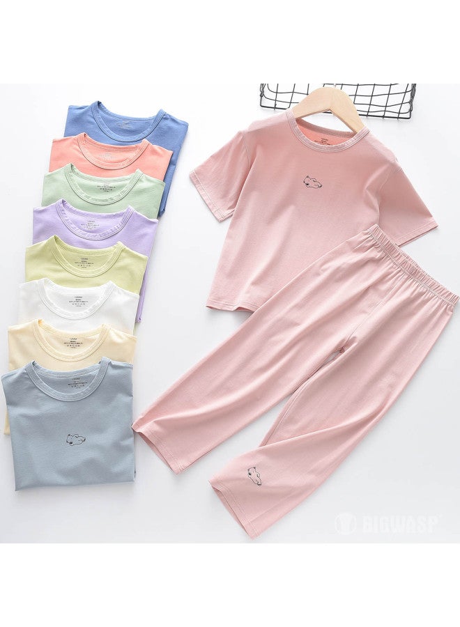 Bumblebee Kids' Short Sleeve & Shorts Pajama Set Round Neck Homewear Baby Air-conditioning Sleepwear Big Kids' Pajama Set - Image 4