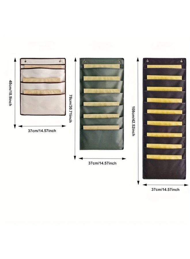 6 Grids Heavy Duty Fabric Wall Hanging Organizer Beige Storage Bag - Image 4