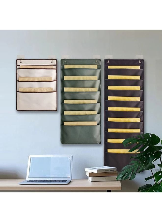 6 Grids Heavy Duty Fabric Wall Hanging Organizer Beige Storage Bag - Image 2